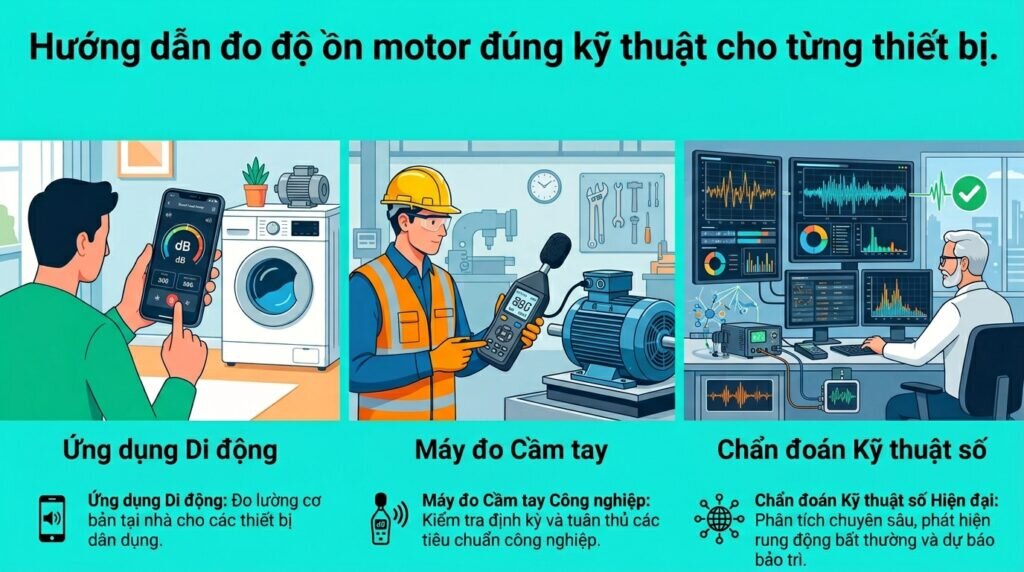 Hướng dẫn đo độ ồn motor đúng kỹ thuật cho từng thiết bị.