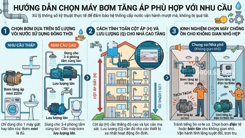 Hướng dẫn chọn máy bơm tăng áp phù hợp với nhu cầu