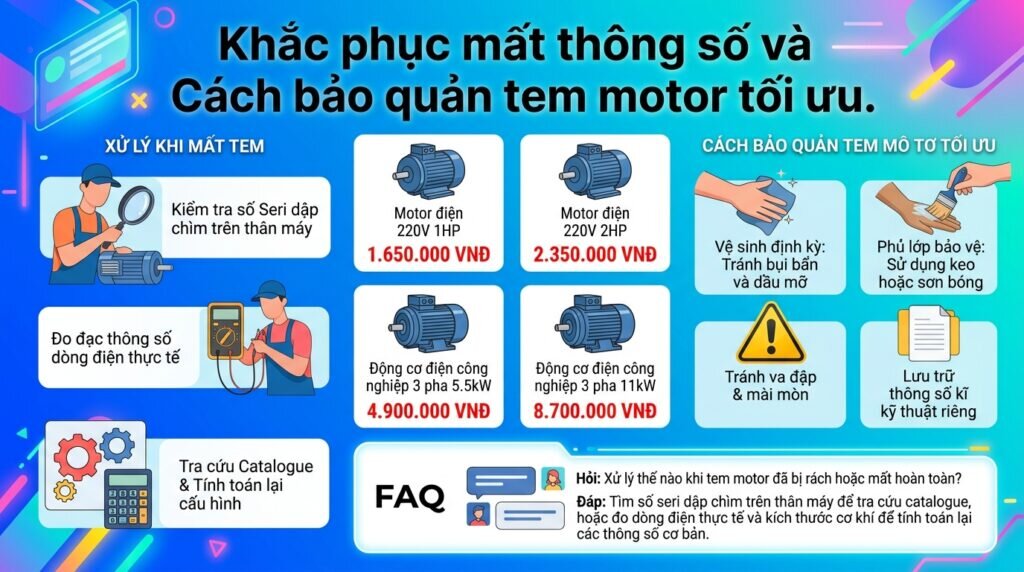 Khắc phục mất thông số và Cách bảo quản tem motor tối ưu.