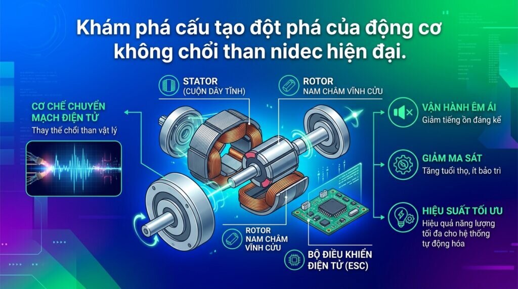 Khám phá cấu tạo đột phá của động cơ không chổi than nidec hiện đại.