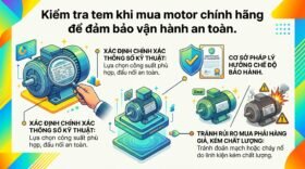 Kiểm tra tem khi mua motor chính hãng để đảm bảo vận hành an toàn.