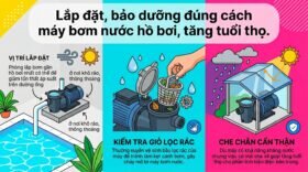 Lắp đặt, bảo dưỡng đúng cách máy bơm nước hồ bơi, tăng tuổi thọ.