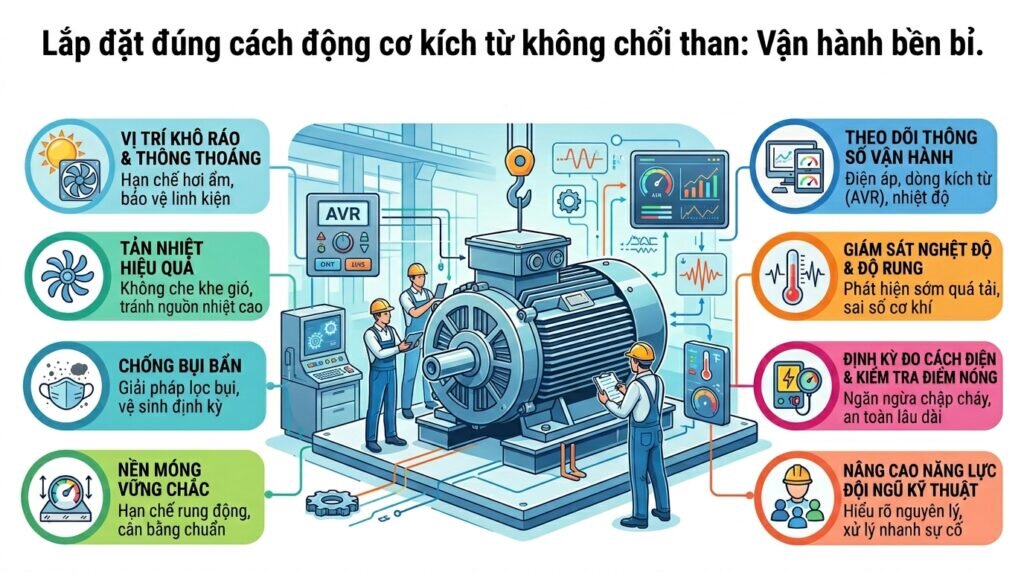 Lắp đặt đúng cách động cơ kích từ không chổi than: Vận hành bền bỉ.