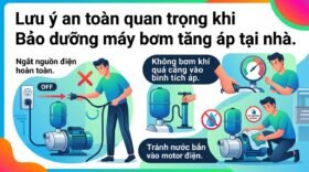 Lưu ý an toàn quan trọng khi Bảo dưỡng máy bơm tăng áp tại nhà.