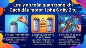 Lưu ý an toàn quan trọng khi Cách đấu motor 1 pha 6 dây 2 tụ