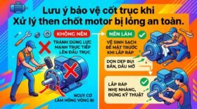 Lưu ý bảo vệ cốt trục khi Xử lý then chốt motor bị lỏng an toàn.