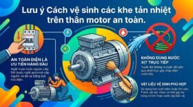 Lưu ý Cách vệ sinh các khe tản nhiệt trên thân motor an toàn.