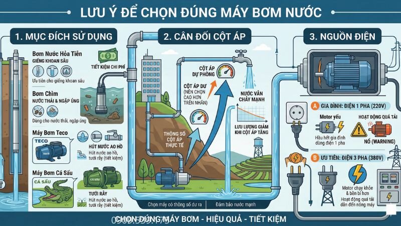 Lưu ý chọn máy bơm nước 10m3/h