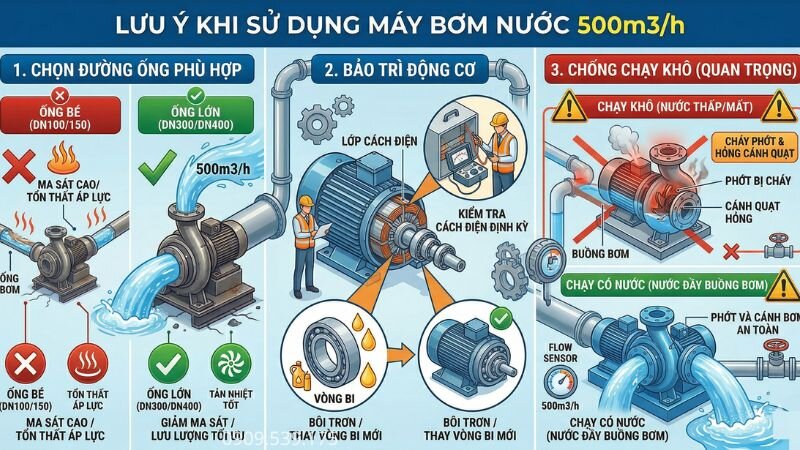 Lưu ý chọn máy bơm nước 500m3/h