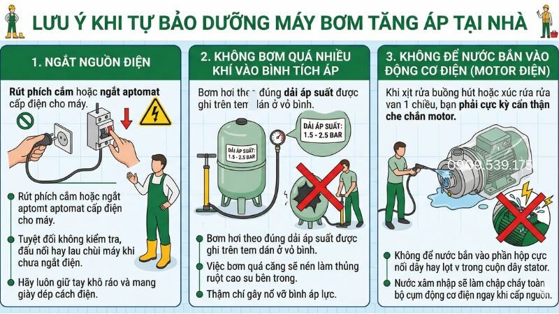 Các lưu ý quan trọng khi lắp đặt máy bơm tăng áp tại nhà