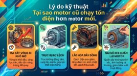 Lý do kỹ thuật Tại sao motor cũ chạy tốn điện hơn motor mới.