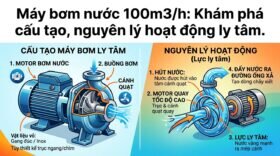Máy bơm nước 100m3/h: Khám phá cấu tạo, nguyên lý hoạt động ly tâm.