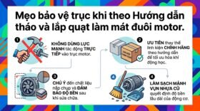 Mẹo bảo vệ trục khi theo Hướng dẫn tháo và lắp quạt làm mát đuôi motor.