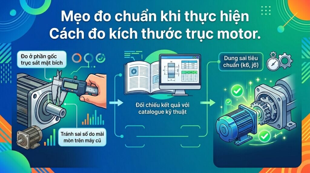 Mẹo đo chuẩn khi thực hiện Cách đo kích thước trục motor.