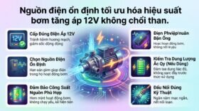 Nguồn điện ổn định tối ưu hóa hiệu suất bơm tăng áp 12V không chổi than.