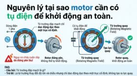 Nguyên lý tại sao motor cần có tụ điện để khởi động an toàn.