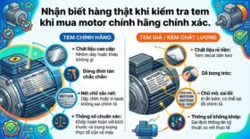 Nhận biết hàng thật khi kiểm tra tem khi mua motor chính hãng chính xác.