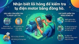 Nhận biết lỗi hỏng để kiểm tra tụ điện motor bằng đồng hồ.