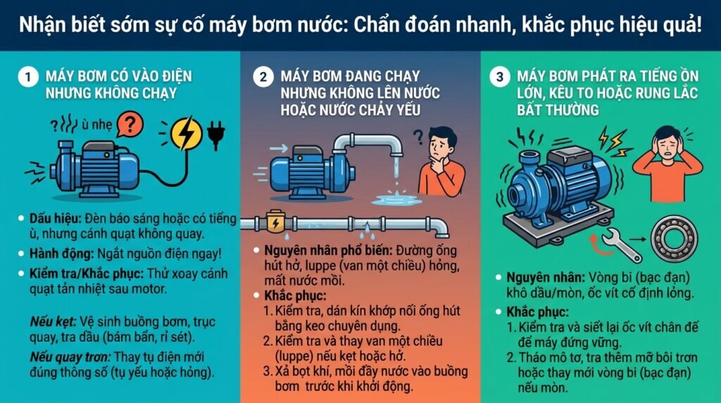 Nhận biết sớm sự cố máy bơm nước: Chẩn đoán nhanh, khắc phục hiệu quả!