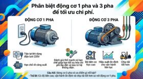 Phân biệt động cơ 1 pha và 3 pha để tối ưu chi phí.