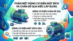 Phân biệt động cơ điện mặt bích và chân đế qua kiểu lắp B3/B5.