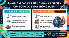 Phân loại các cấp Tiêu chuẩn cách điện của động cơ 3 pha thông dụng.