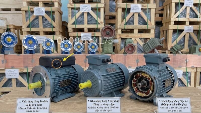 Hình ảnh phương pháp khởi động (Tụ điện, vòng chập, điện trở)