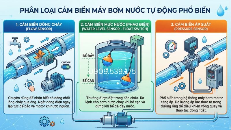 Phân loại cảm biến máy bơm