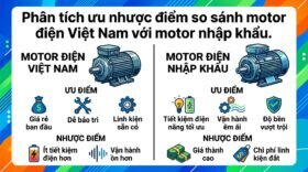 Phân tích ưu nhược điểm so sánh motor điện Việt Nam với motor nhập khẩu.