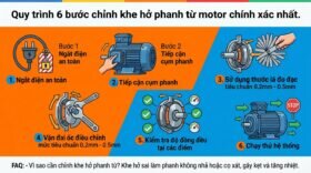 Quy trình 6 bước chỉnh khe hở phanh từ motor chính xác nhất.