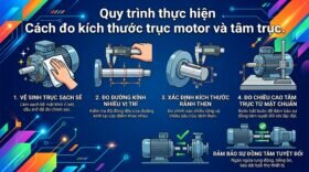Quy trình thực hiện Cách đo kích thước trục motor và tâm trục.