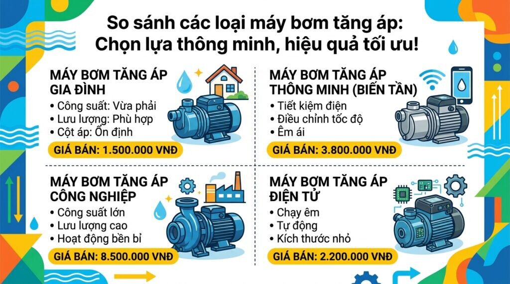 So sánh các loại máy bơm tăng áp: Chọn lựa thông minh, hiệu quả tối ưu!