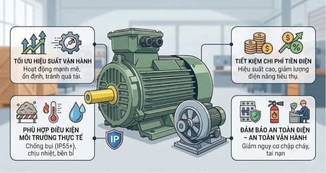 Chọn motor quạt công nghiệp đúng chuẩn là yếu tố quyết định trực tiếp đến hiệu suất thông gió