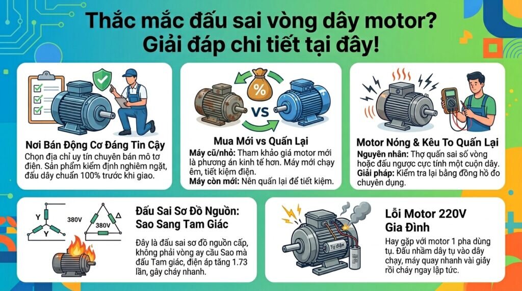 Thắc mắc đấu sai vòng dây motor? Giải đáp chi tiết tại đây!