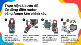 Thực hiện 4 bước để cách đo dòng điện motor bằng Ampe chính xác.