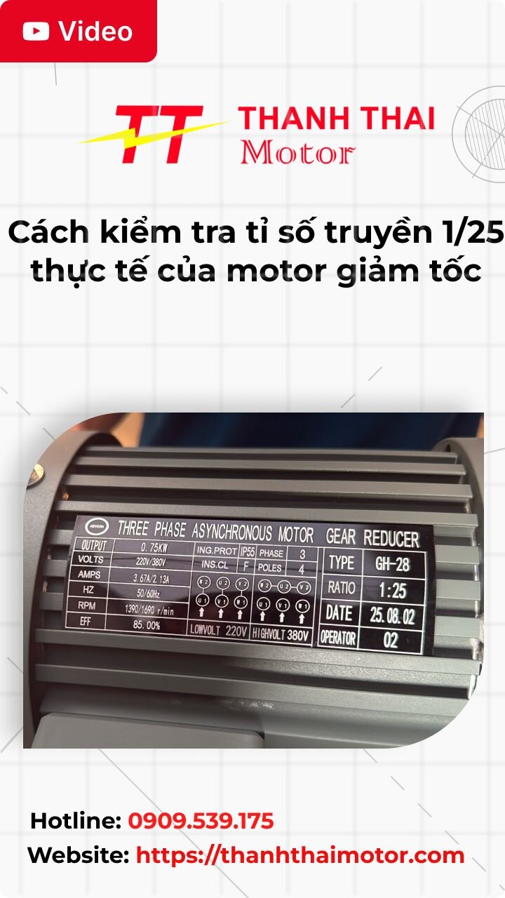 Thumb cách kiểm tra tỉ số truyền 1/25 thực tế của motor giảm tốc