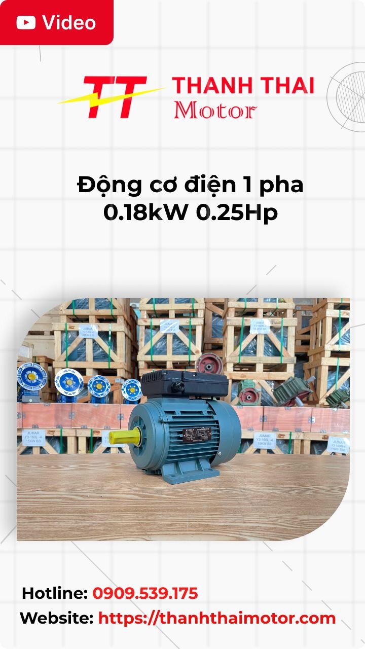 Động cơ điện 1 pha 0.18kW 0.25Hp