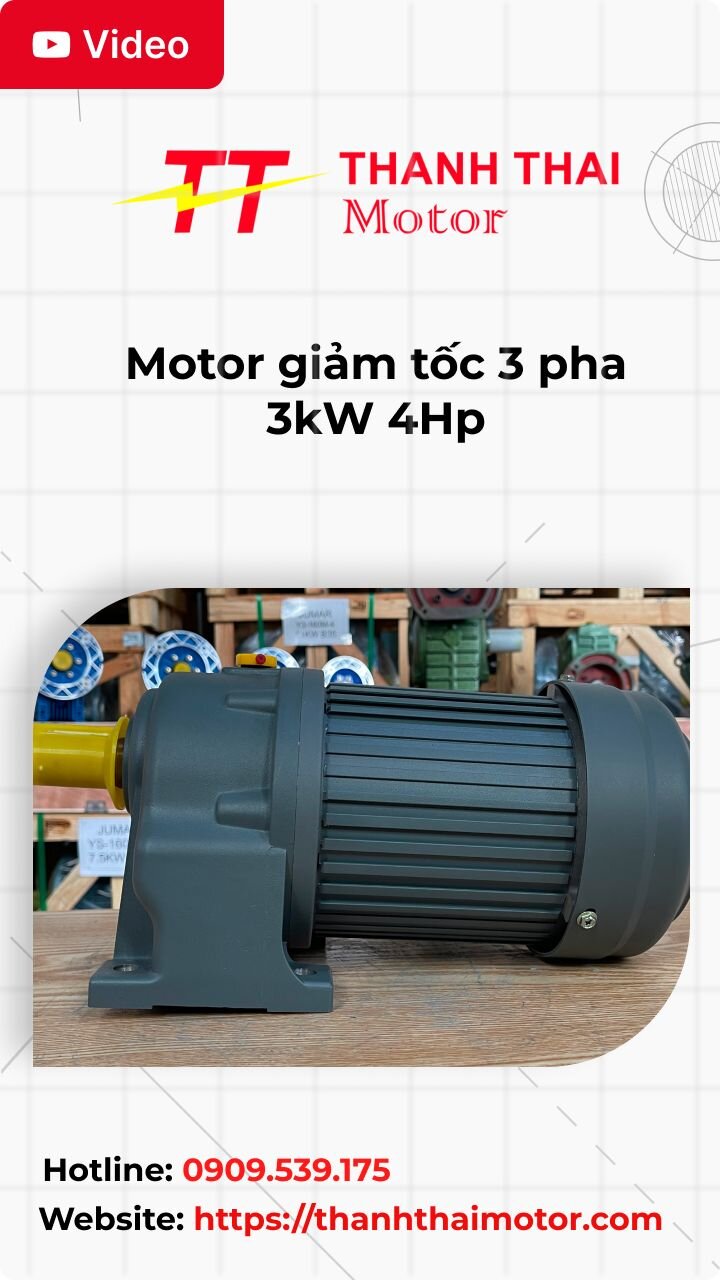 Motor giảm tốc 3 pha 3kW 4Hp
