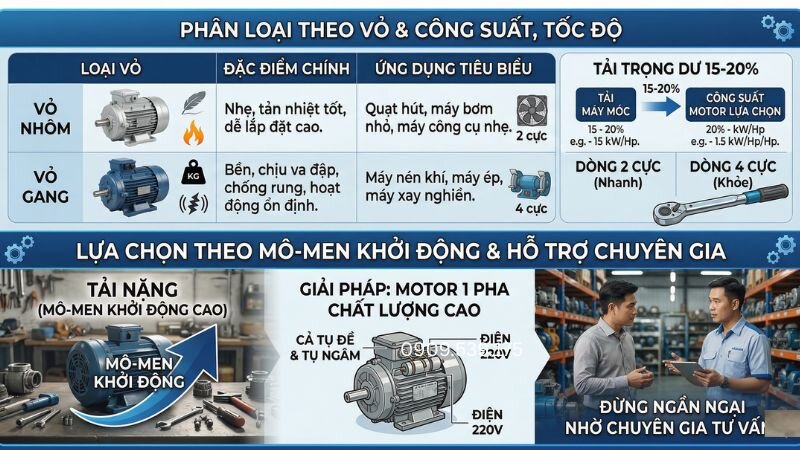Các tiêu chí để lựa chọn động cơ 1 pha phù hợp