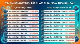 Tìm giá động cơ điện tốt nhất? Chọn ngay theo nhu cầu!
