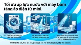 Tối ưu áp lực nước với máy bơm tăng áp điện tử mini.