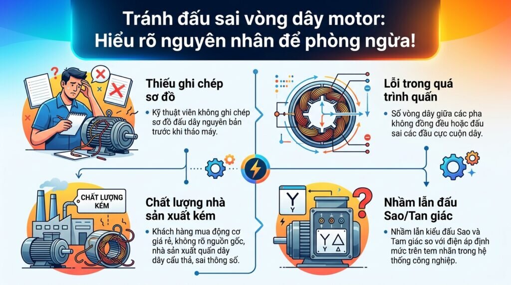 Tránh đấu sai vòng dây motor: Hiểu rõ nguyên nhân để phòng ngừa!