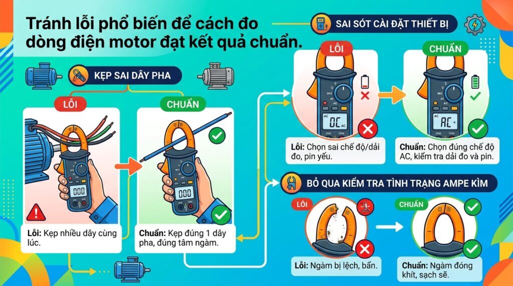 Tránh lỗi phổ biến để cách đo dòng điện motor đạt kết quả chuẩn.