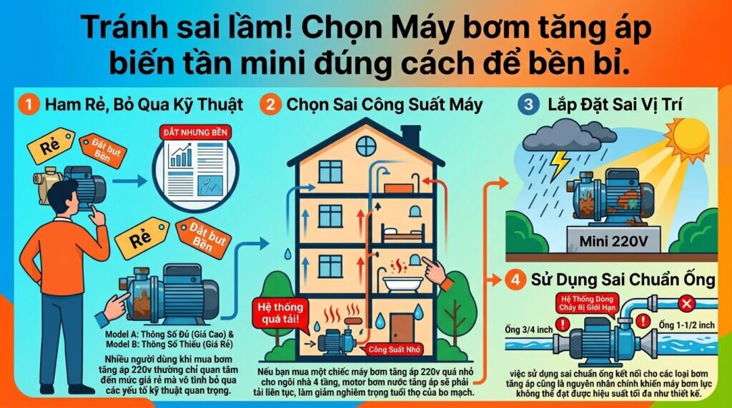 Tránh sai lầm! Chọn Máy bơm tăng áp biến tần mini đúng cách để bền bỉ.