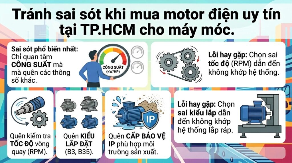 Tránh sai sót khi mua motor điện uy tín tại TP.HCM cho máy móc.