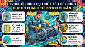 Trọn bộ dụng cụ thiết yếu để chỉnh khe hở phanh từ motor chuẩn.