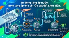 Tự động tăng áp nước! Bơm tăng áp cho vòi rửa bát tiết kiệm điện.