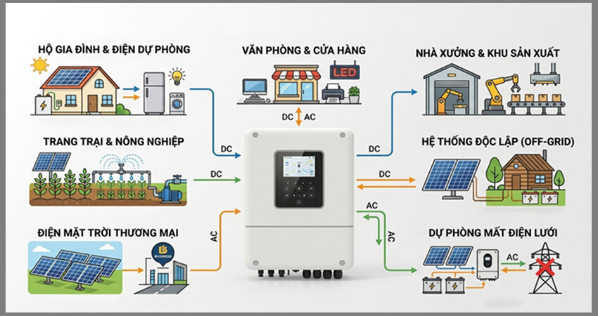Các ứng dụng thực tiễn từ biến tần hybrid mang lại tiện ích cùng nhiều ưu điểm linh hoạt và tối ưu