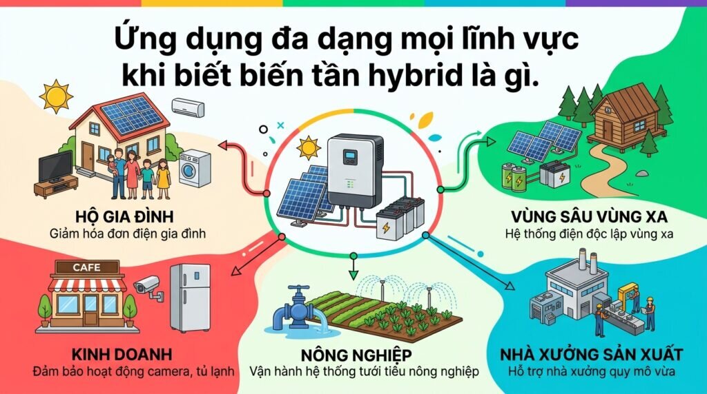 Ứng dụng đa dạng mọi lĩnh vực khi biết biến tần hybrid là gì.