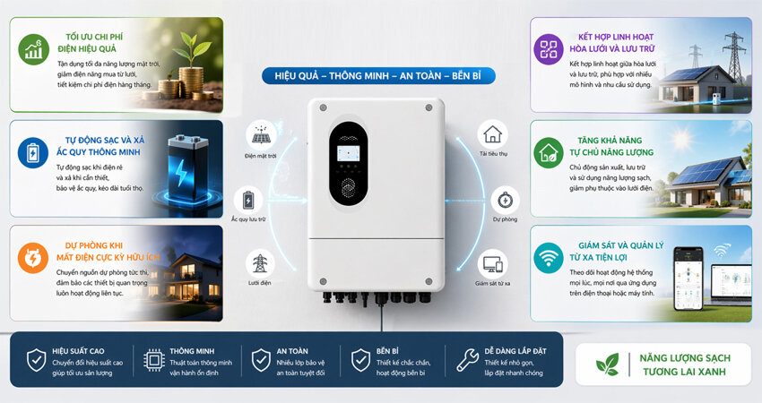 Biến tần hybrid là giải pháp tối ưu cho hệ thống điện mặt trời hiện đại